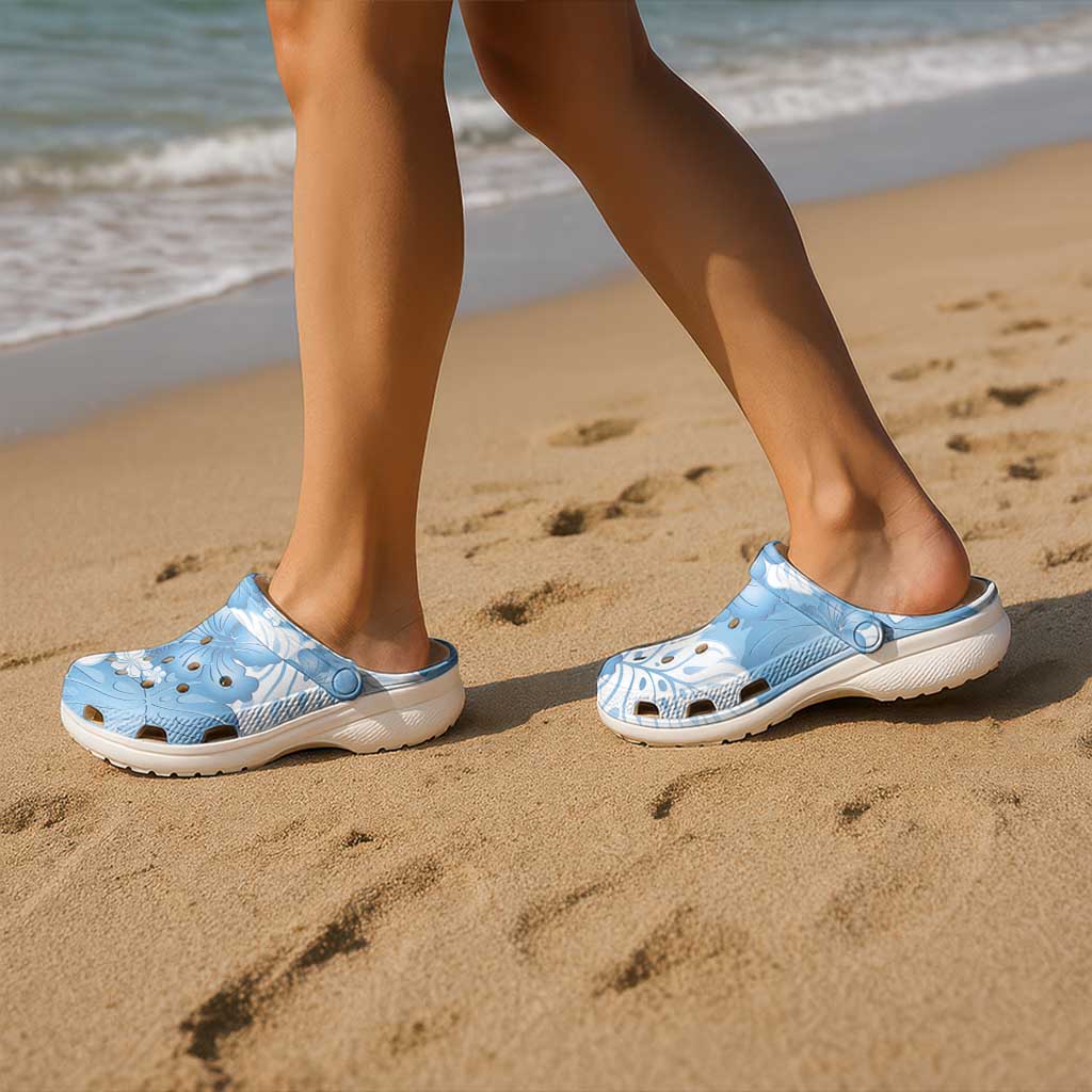Blue Aloha Hawaii Clogs Shoes Monstera Hibiscus Plumeria Seamless Vibes - Polynesian Pride