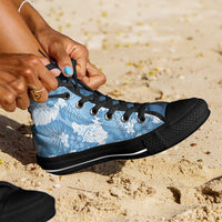 Blue Aloha Hawaii High Top Shoes Monstera Hibiscus Plumeria Seamless Vibes - Polynesian Pride
