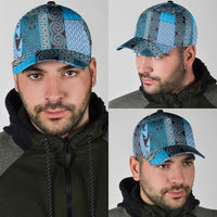 Blue Aotearoa Kowhaiwhai Pattern Classic Cap NZ Maori Quilt Style - Polynesian Pride