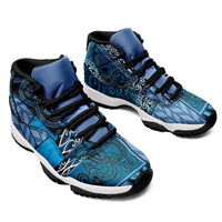 Blue Aotearoa Kowhaiwhai Pattern Sneakers J11 NZ Maori Quilt Style LT14 - Polynesian Pride