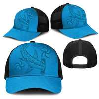 Blue Gradient Polynesia Mesh Trucker Cap Hawaiian Tribal Hammerhead Shark Tattoo - Polynesian Pride