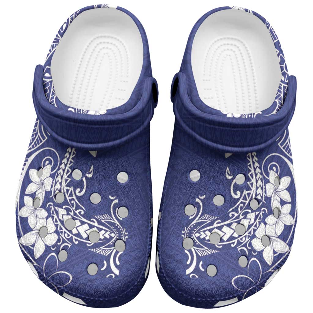 Blue Hawaii Clogs Shoes Hammerhead Shark Tattoo Curve Polynesian - Polynesian Pride