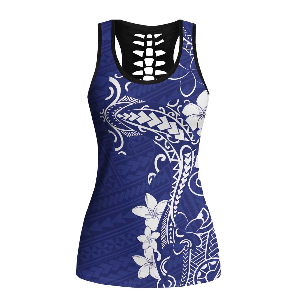 Blue Hawaii Hollow Tank Top Hammerhead Shark Tattoo Curve Polynesian - Polynesian Pride