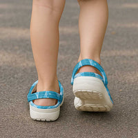 Blue Hawaii Kalo Palaka Motifs Clogs Shoes Hawaiian Taro Leaves Elegant Vibes