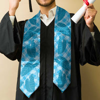 Blue Hawaii Kalo Palaka Motifs Graduation Stole Hawaiian Taro Leaves Elegant Vibes