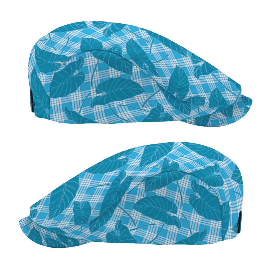 Blue Hawaii Kalo Palaka Motifs Jeff Hat Hawaiian Taro Leaves Elegant Vibes