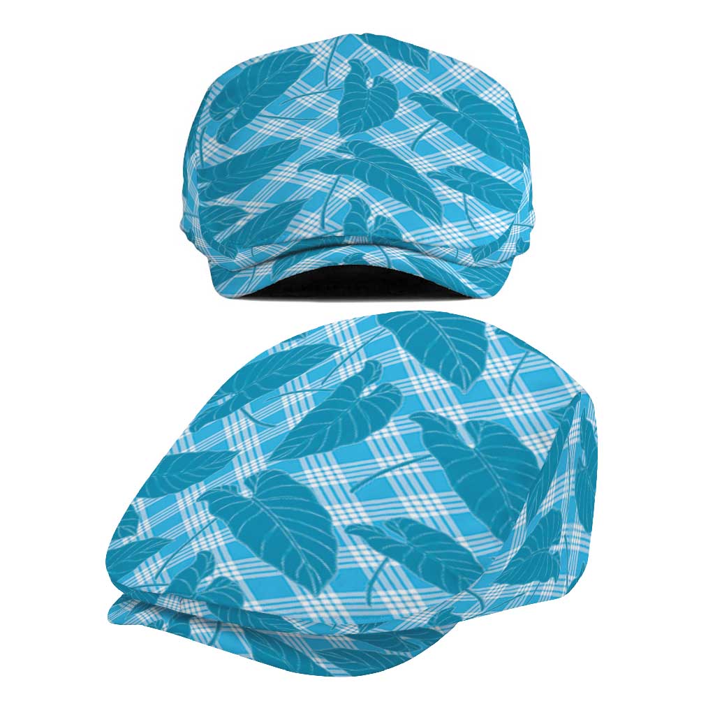 Blue Hawaii Kalo Palaka Motifs Jeff Hat Hawaiian Taro Leaves Elegant Vibes