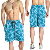 Blue Hawaii Kalo Palaka Motifs Shorts for Men Hawaiian Taro Leaves Elegant Vibes