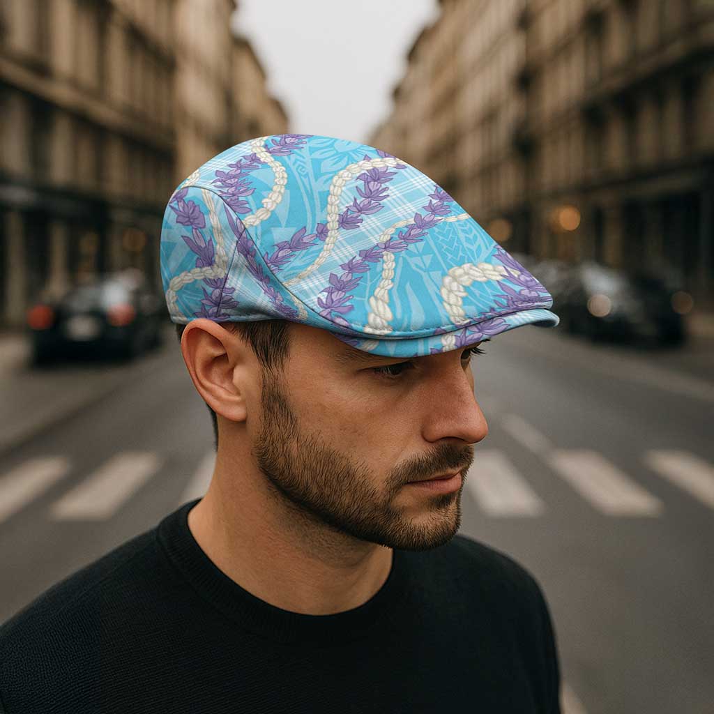 Blue Hawaii Palaka Honohono Pikake Jeff Hat Hawaiian Orchid Lei Polynesian Pattern - Polynesian Pride