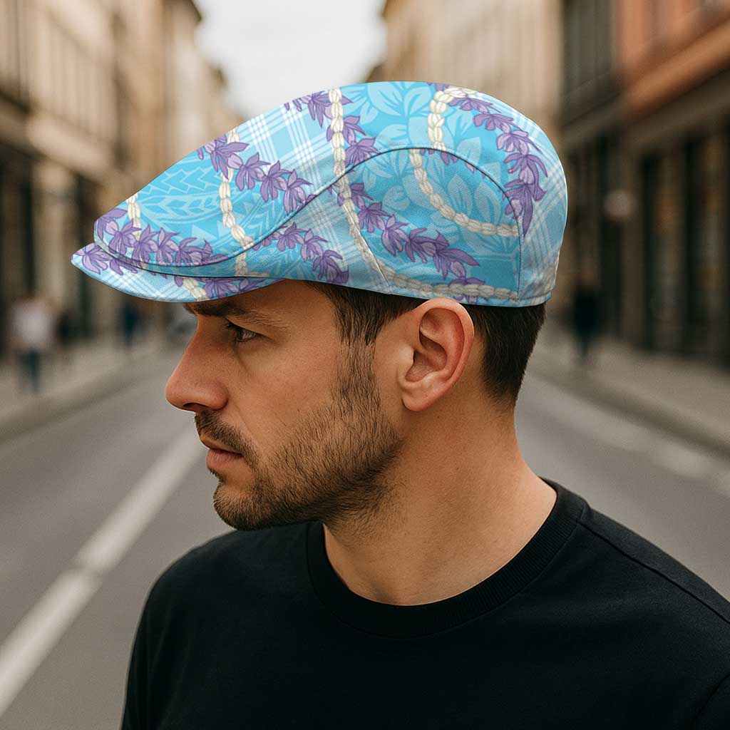 Blue Hawaii Palaka Honohono Pikake Jeff Hat Hawaiian Orchid Lei Polynesian Pattern - Polynesian Pride