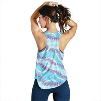 Blue Hawaii Palaka Honohono Pikake Women Racerback Tank Hawaiian Orchid Lei Polynesian Pattern LT14 - Polynesian Pride