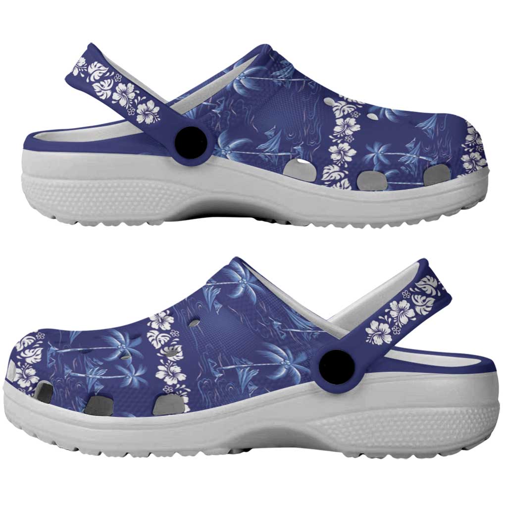 Blue Hawaii Palm Tree Hibiscus Clogs Shoes Fantasy Summer Vibe LT01 - Polynesian Pride