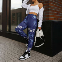 Blue Hawaii Palm Tree Hibiscus Jogger Pants Fantasy Summer Vibe LT01 - Polynesian Pride