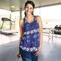 Blue Hawaii Palm Tree Hibiscus Women Racerback Tank Fantasy Summer Vibe LT01 - Polynesian Pride