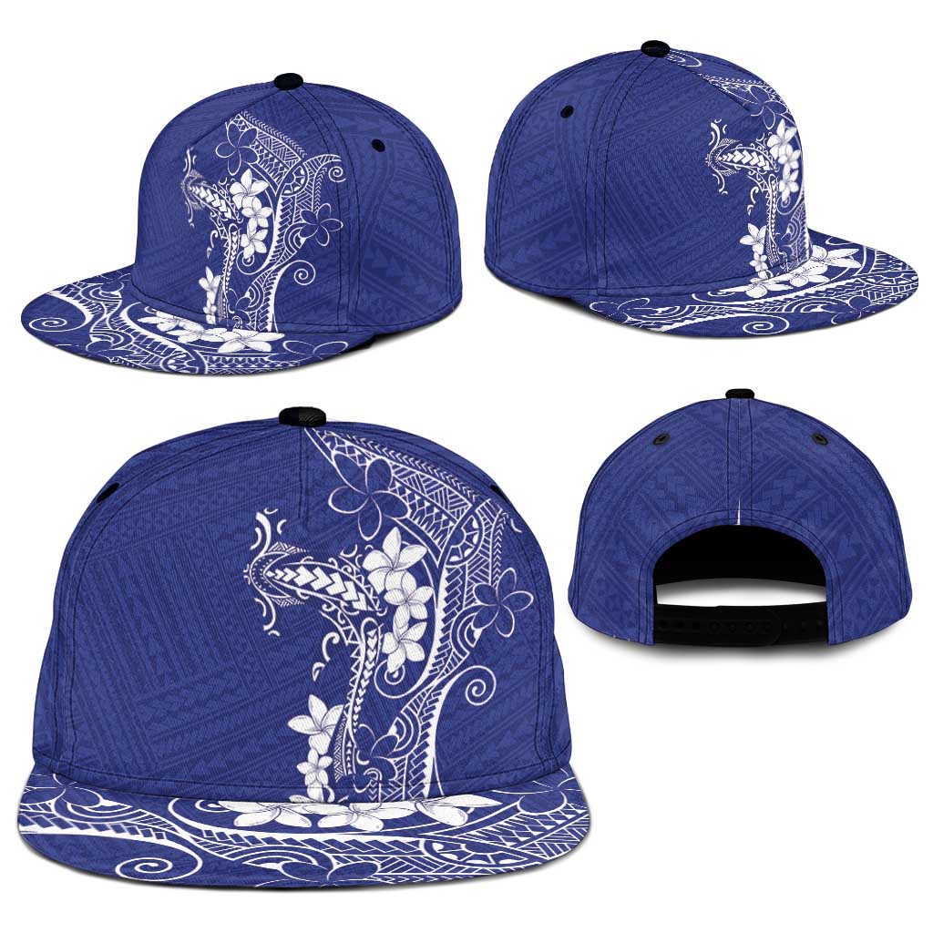 Blue Hawaii Snapback Cap Hammerhead Shark Tattoo Curve Polynesian - Polynesian Pride