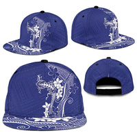 Blue Hawaii Snapback Cap Hammerhead Shark Tattoo Curve Polynesian - Polynesian Pride