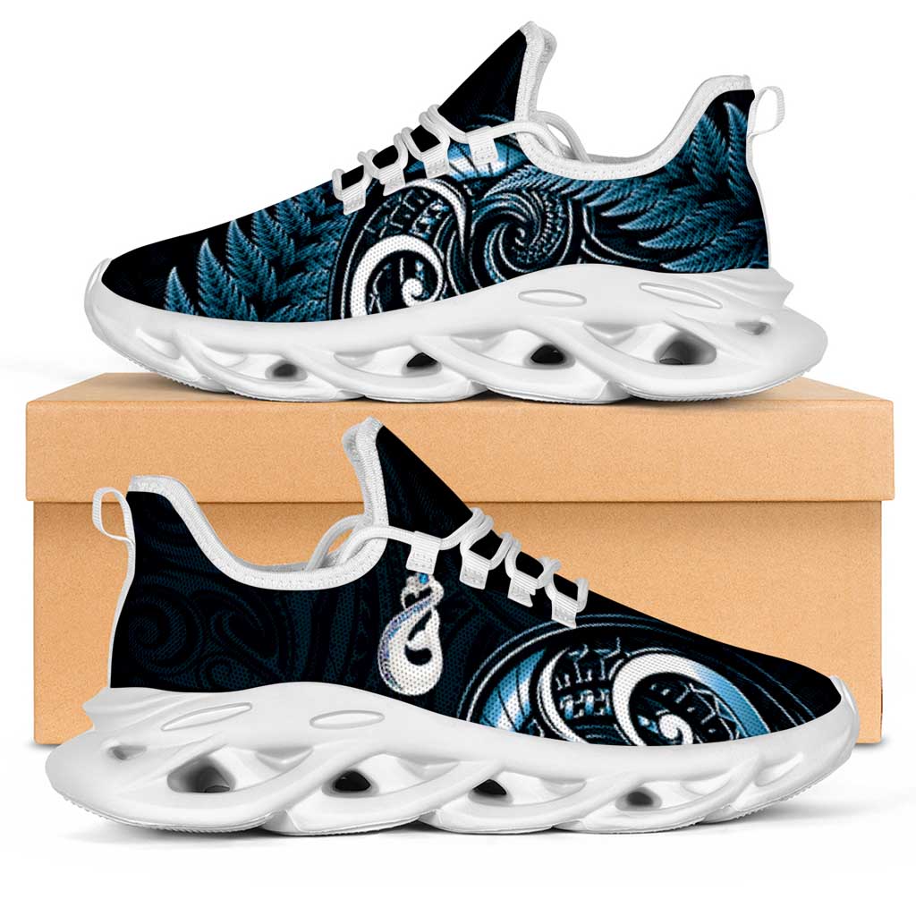 Blue New Zealand Clunky Sneakers Aotearoa Silver Fern With Manaia Maori Unique