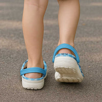 Blue Palaka Hawaii Clogs Shoes Hawaiian Lehua Blossoms