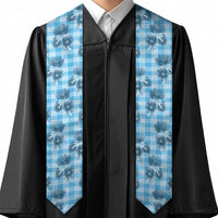Blue Palaka Hawaii Graduation Stole Hawaiian Lehua Blossoms