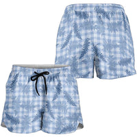 Blue Palaka Hawaii Palapalai Shorts for Women Hawaiian Fern