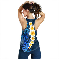 Blue Polynesia Women Racerback Tank Plumeria Tropical Leaves With Galaxy Polynesian Art LT14 - Polynesian Pride