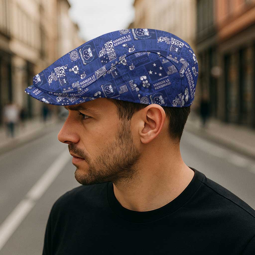 Blue Samoa Manuia Le Kerisimasi Jeff Hat Pacific Patchwork Xmas Vibes - Polynesian Pride