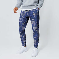Blue Samoa Manuia Le Kerisimasi Jogger Pants Pacific Patchwork Xmas Vibes - Polynesian Pride