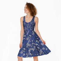Blue Samoa Manuia Le Kerisimasi Midi Dress Pacific Patchwork Xmas Vibes - Polynesian Pride