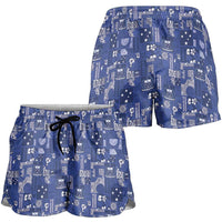 Blue Samoa Manuia Le Kerisimasi Shorts for Women Pacific Patchwork Xmas Vibes - Polynesian Pride