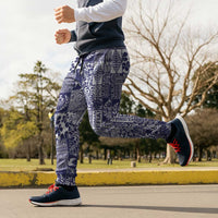 Blue Tonga Kilisimasi Fiefia Jogger Pants Pacific Patchwork Xmas Vibes - Polynesian Pride