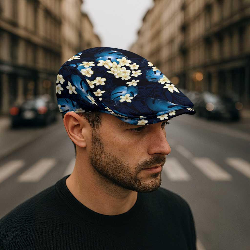 Blue Tropical Hawaii Jeff Hat Seamless Monstera Plumeria Hawaiian Pattern - Polynesian Pride