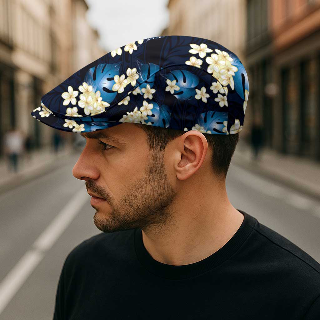 Blue Tropical Hawaii Jeff Hat Seamless Monstera Plumeria Hawaiian Pattern - Polynesian Pride