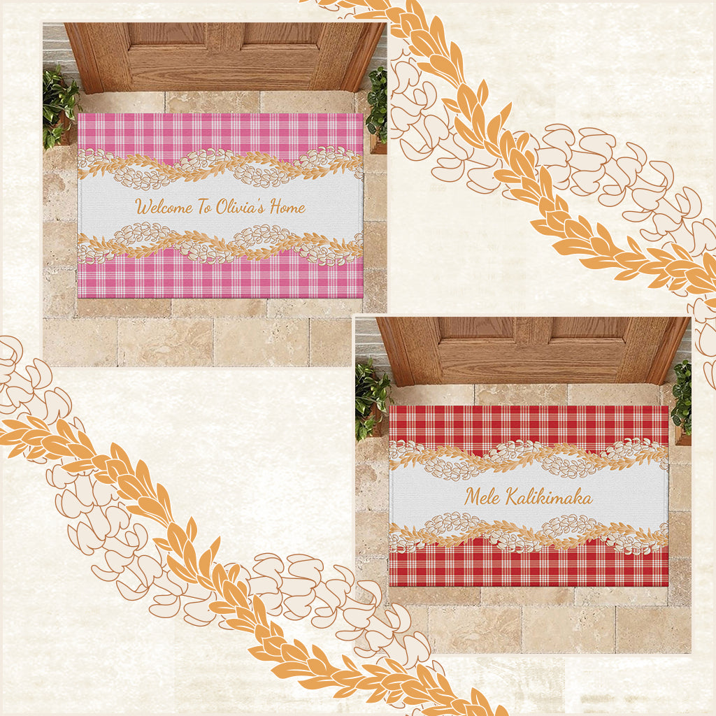 Custom Hawaii Palaka Rubber Doormat Puakenikeni Lei Traditional Hawaii-plaid CTM14