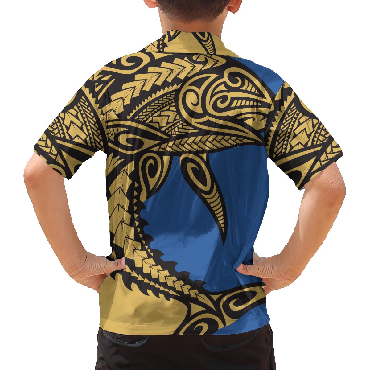 Polynesian Family Matching Outfit Samoan Shark Polynesian Tribal Off Shoulder Long Sleeve Dress And Shirt Family Set - Polynesian Pride