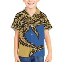 Polynesian Family Matching Outfit Samoan Shark Polynesian Tribal Off Shoulder Long Sleeve Dress And Shirt Family Set Son's Shirt - Polynesian Pride