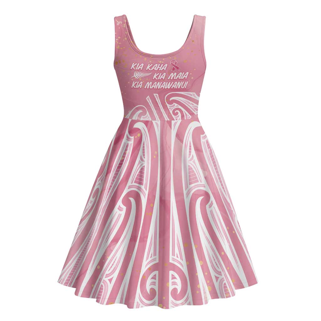 Breast Cancer Awareness Maori Midi Dress Kia Kaha Kia Maia Kia Manawanui - Polynesian Pride