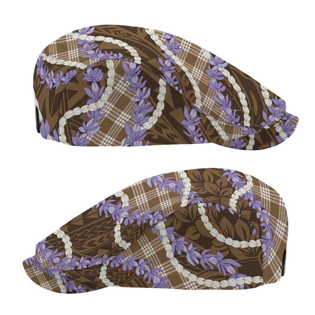 Brown Hawaii Palaka Honohono Pikake Jeff Hat Hawaiian Orchid Lei Polynesian Pattern - Polynesian Pride