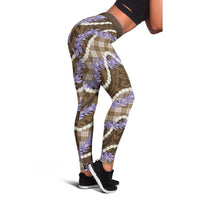 Brown Hawaii Palaka Honohono Pikake Leggings Hawaiian Orchid Lei Polynesian Pattern LT14 - Polynesian Pride