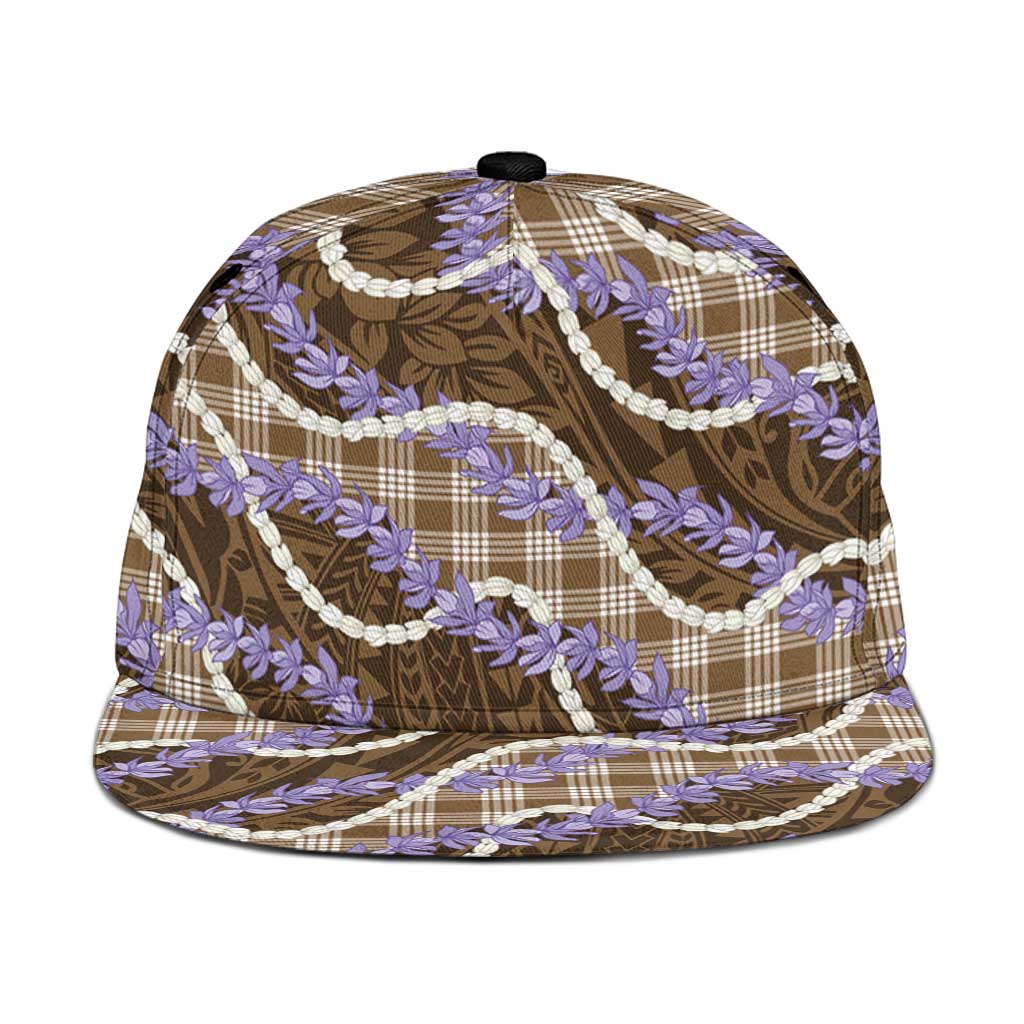 Brown Hawaii Palaka Honohono Pikake Snapback Cap Hawaiian Orchid Lei Polynesian Pattern - Polynesian Pride