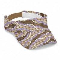 Brown Hawaii Palaka Honohono Pikake Sun Visor Cap Hawaiian Orchid Lei Polynesian Pattern