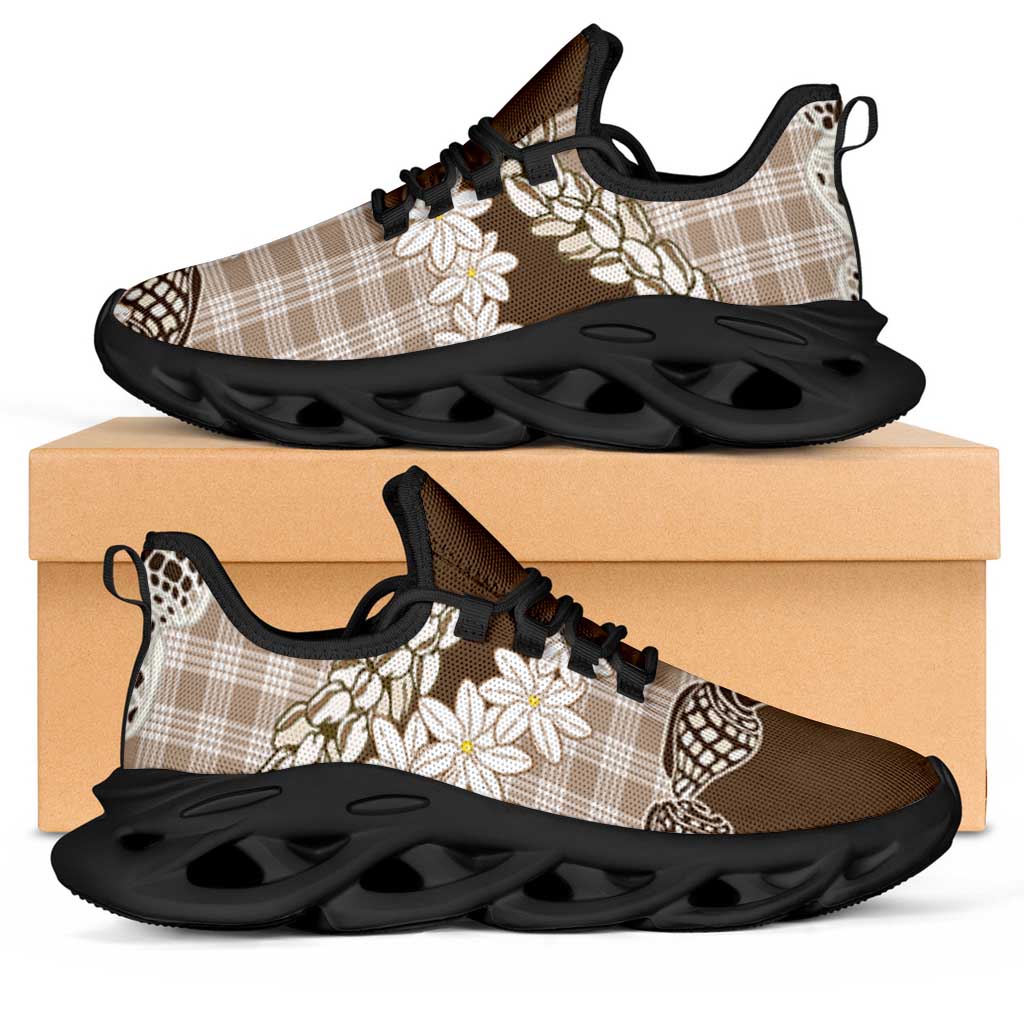 Brown Hawaii Tiare and Shell Lei Clunky Sneakers Hawaiian Palaka Luxury Vibes LT14 Brown - Polynesian Pride