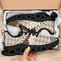 Brown Hawaii Tiare and Shell Lei Clunky Sneakers Hawaiian Palaka Luxury Vibes LT14 - Polynesian Pride