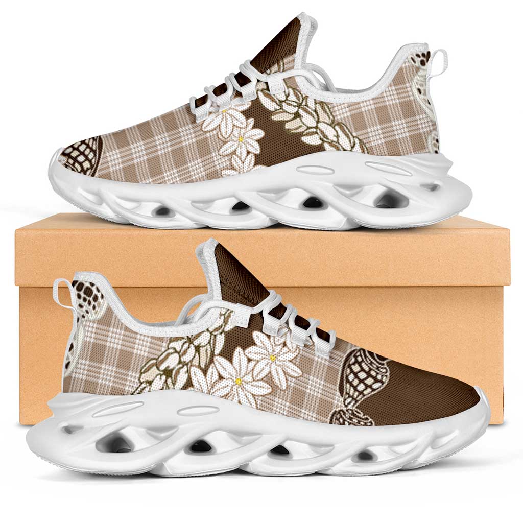 Brown Hawaii Tiare and Shell Lei Clunky Sneakers Hawaiian Palaka Luxury Vibes LT14 Brown - Polynesian Pride