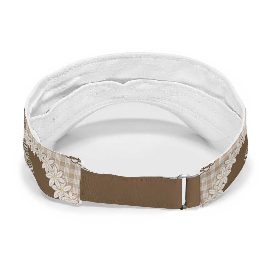 Brown Hawaii Tiare and Shell Lei Sun Visor Cap Hawaiian Palaka Luxury Vibes