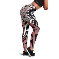 Brown New Zealand Leggings Aotearoa Kowhaiwhai Mix Taniko Art LT14