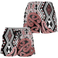 Brown New Zealand Shorts for Women Aotearoa Kowhaiwhai Mix Taniko Art LT14 - Polynesian Pride