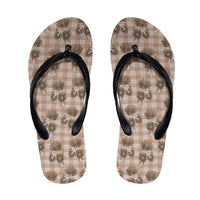 Brown Palaka Hawaii Flip Flops Hawaiian Lehua Blossoms