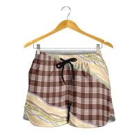 Brown Palaka Hawaii Leis Elegant Vibes Shorts for Women