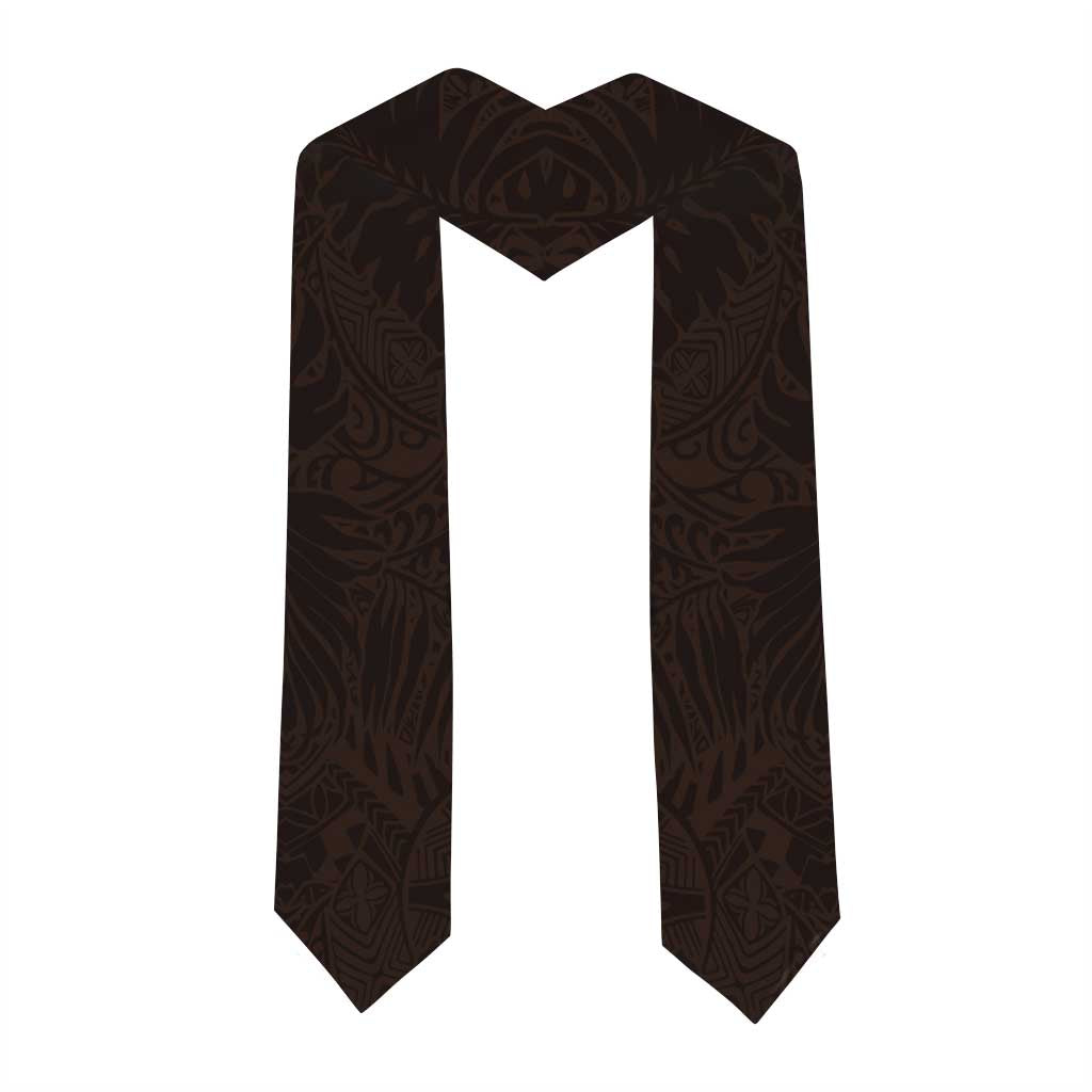 Brown Polynesia Graduation Stole Plumeria Tropical Leaves With Galaxy Polynesian Art