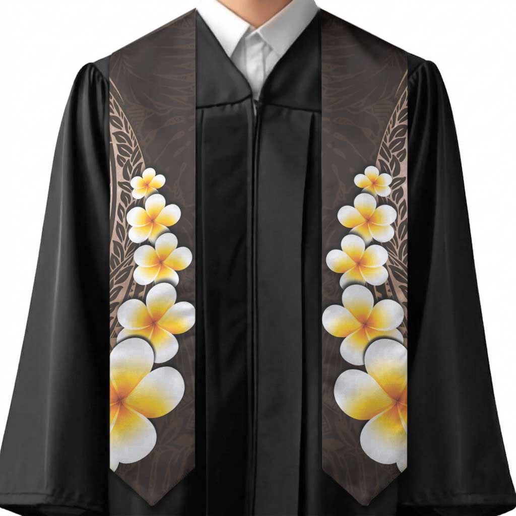 Brown Polynesia Graduation Stole Plumeria Tropical Leaves With Galaxy Polynesian Art